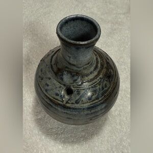 Vintage Art Studio Blue and Gray Ceramic Art Vase